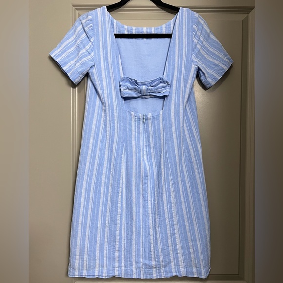 Anthropologie Cape May Bow Back Linen Mini Dress - Picture 2 of 7